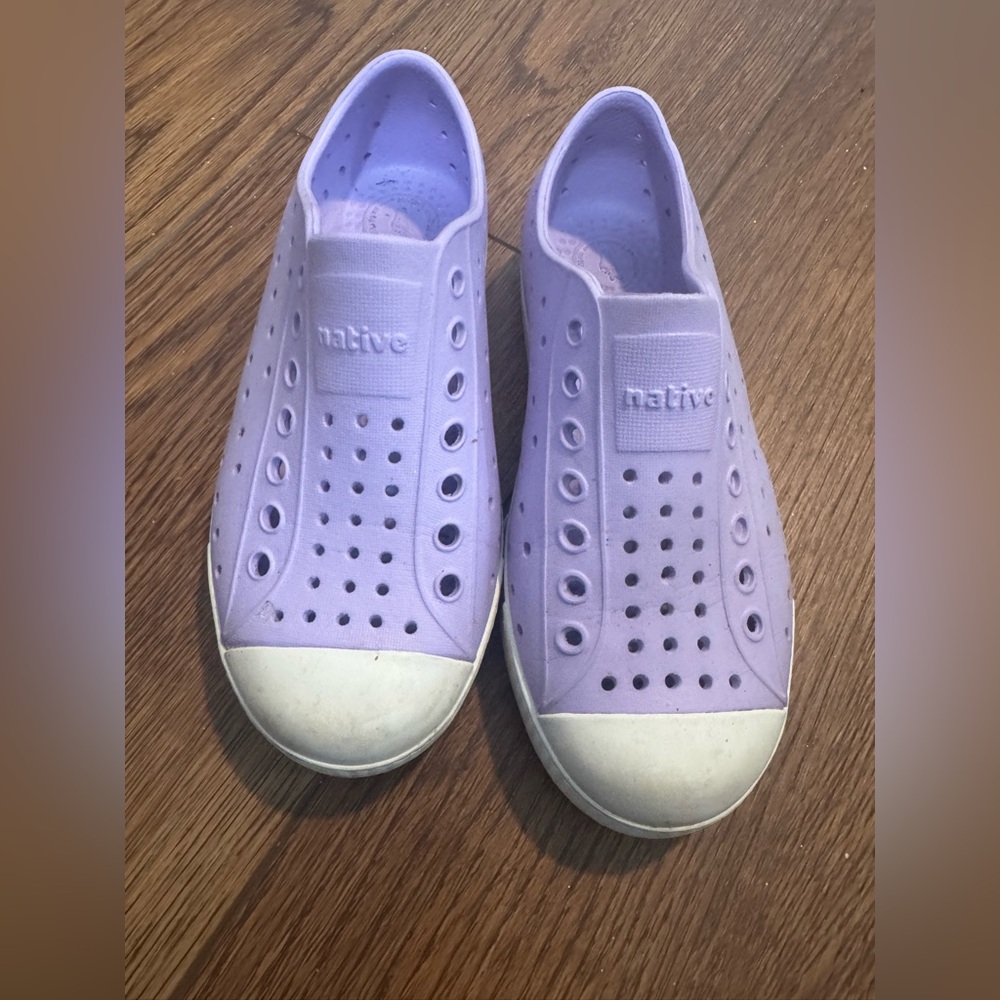 Native Purple and White Water Shoes with Perforated Design
